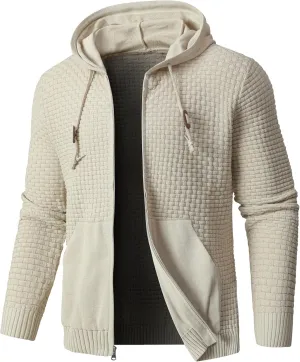 Zaitun Men's Full Zip Up Hooded Cardigan Sweater with Pockets